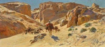 350 人の有名アーティストによるアート作品 Painting - 砂漠のキャラバン ユージン・ジラルデ 東洋学者